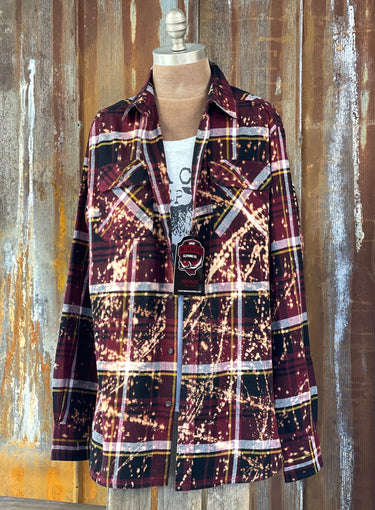 BEHAVE Art Flannel- Distressed Burgundy SALE!